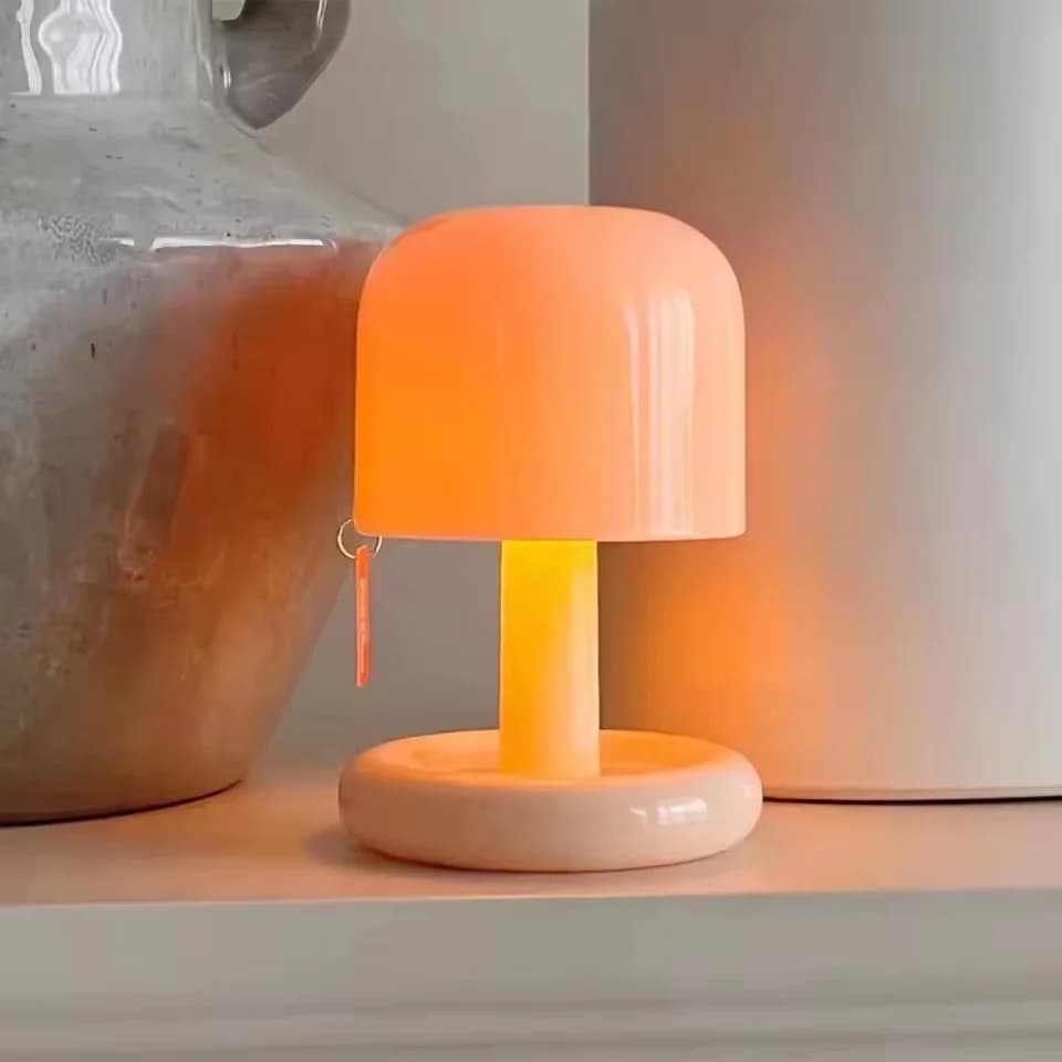 Uzlādējama sēnes formas saulrieta lampa, skārienjūtīga LED nakts gaisma