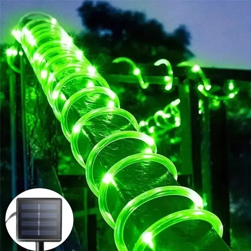 Saules LED virknes ceļa gaismas, 8 režīmi