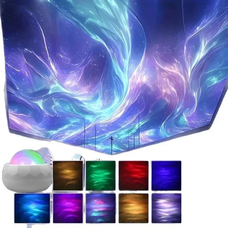 USB UFO Aurora projektors nakts gaisma, daudzkrāsaina atmosfēra