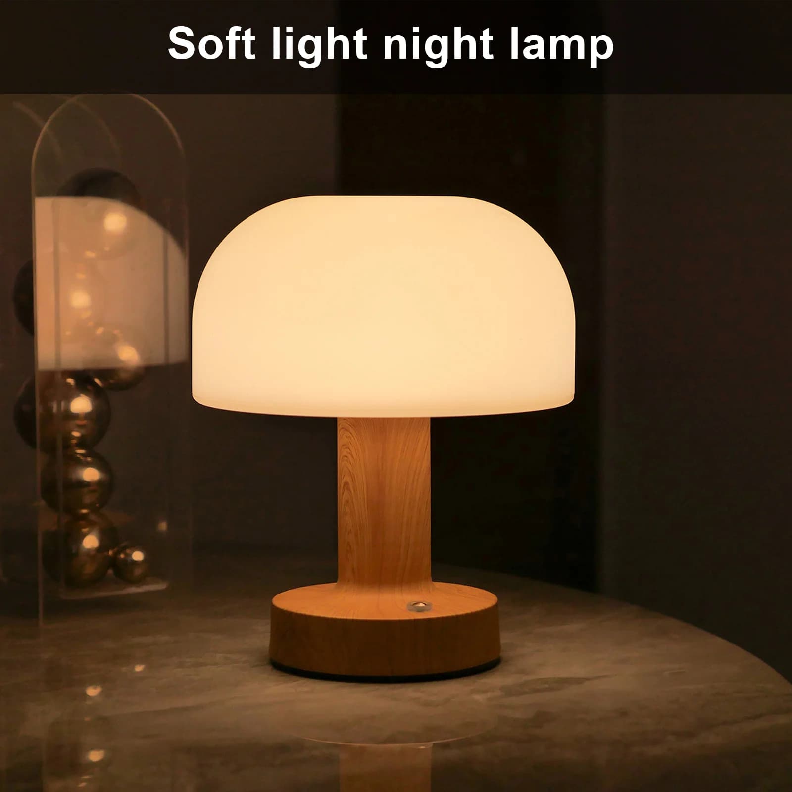 Mūsdienīga LED galda lampa sēnes stilā, USB uzlādējama, pieskāriena vadība