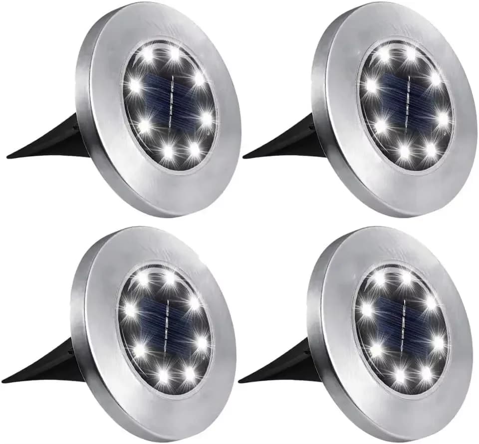 4 gabalu komplekts Saules LED diska seguma gaismas, 8 LED