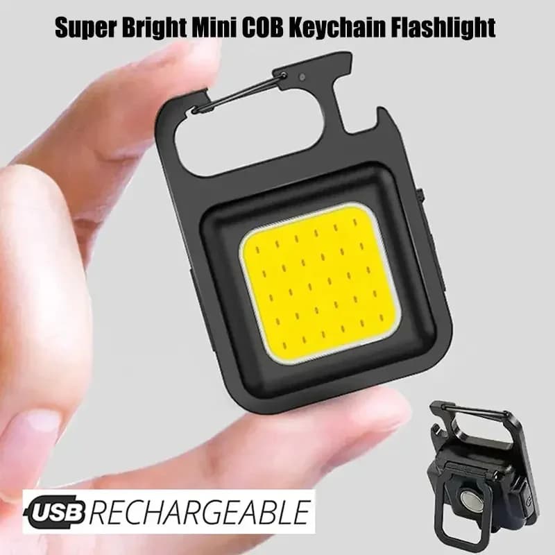 Mini uzlādējama COB LED atslēgu piekare ar atvērēju