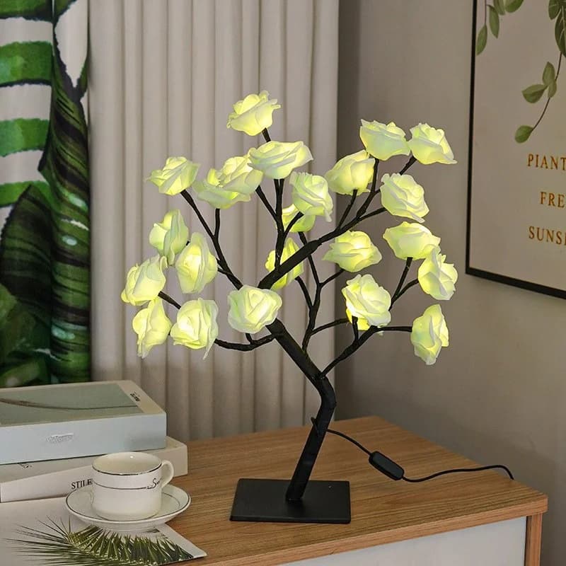 24-LED rožu koka galda lampa, USB barošana, daudzkrāsu